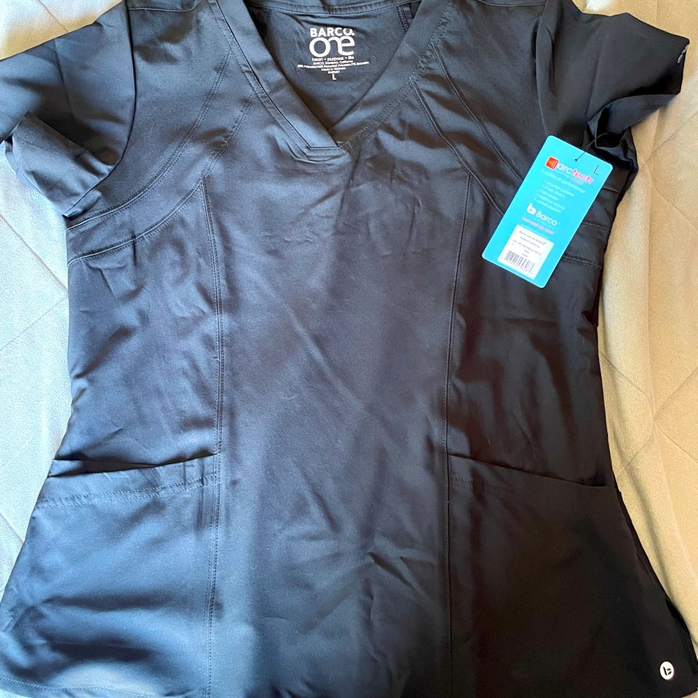 Size Large Black Scrub Top. By Barco One